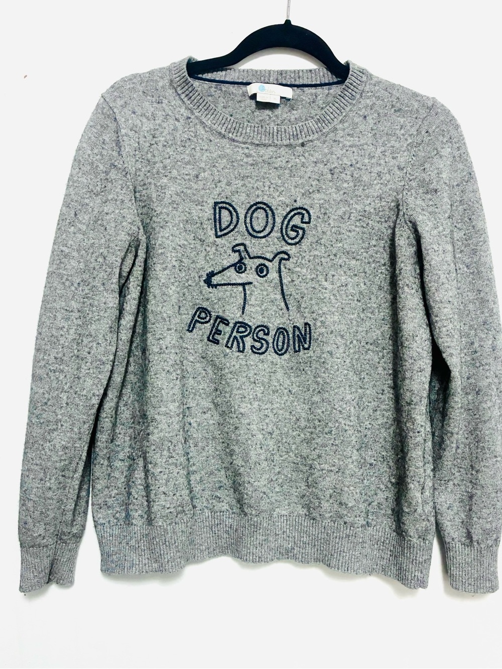 Boden Gray Estella “Dog Person' Crewneck Sweater